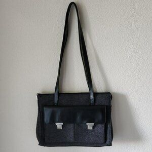 Vintage Mossimo grey and black wool bag classic minimalist preppy mod 60s Goth